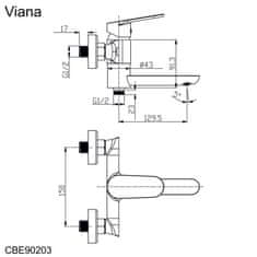 Mereo , Vaňová nástenná batéria so sklopným ramienkom, Viana, bez príslušenstva, 150 mm, chróm, MER-CBE90203