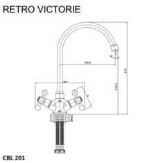 Mereo , Drezová stojanková batéria, Retro Viktorie, výška batérie 315 mm, chróm, MER-CBL201