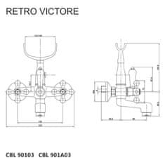 Mereo , Vaňová nástenná batéria, Retro Viktorie, 150 mm, bez príslušenstva, chróm, MER-CBL90103