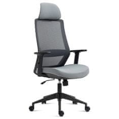Autronic Kancelárska stolička, čierny plast, šedá látka, 1D podrúčky, kolieska pre tvrdé podlahy