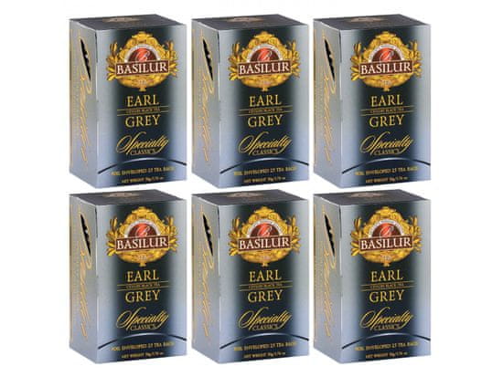 Basilur BASILUR Earl Grey - Cejloňský čierny čaj s bergamotovým olejom v sáčkoch, 25x2 g x6