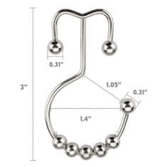 Northix Háčiky na sprchové závesy - nerezová oceľ - 12 ks 