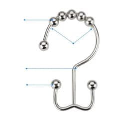 Northix Háčiky na sprchové závesy - nerezová oceľ - 12 ks 