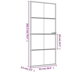 Vidaxl Vnútorné dvere tenké čierne 93x201,5 cm tvrdené sklo a hliník