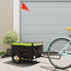 Vidaxl Nákladný príves za bicykel čierno-zelený 30 kg železo