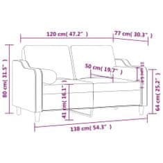 Petromila vidaXL 2-miestna pohovka s vankúšmi sivohnedá 120 cm látka