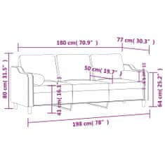 Petromila vidaXL 3-miestna pohovka s vankúšmi čierna 180 cm látka