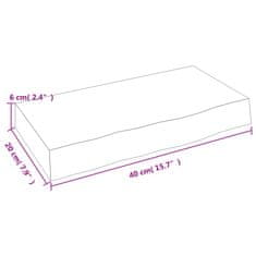 Vidaxl Nástenná polica svetlohnedá 40x20x6 cm ošetrený dubový masív