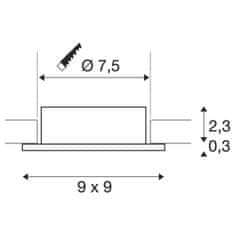SLV BIG WHITE (SLV) NEW TRIA 75 krúžok na zabudovanie do stropu, D: 9 Š: 9 H: 2,6 cm, IP 20, hliník 1007350