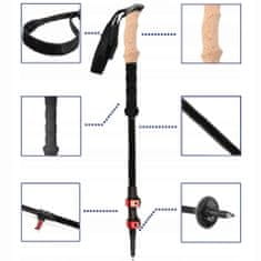 MG Nordic Walking trekingové palice 61-135 cm, čierne