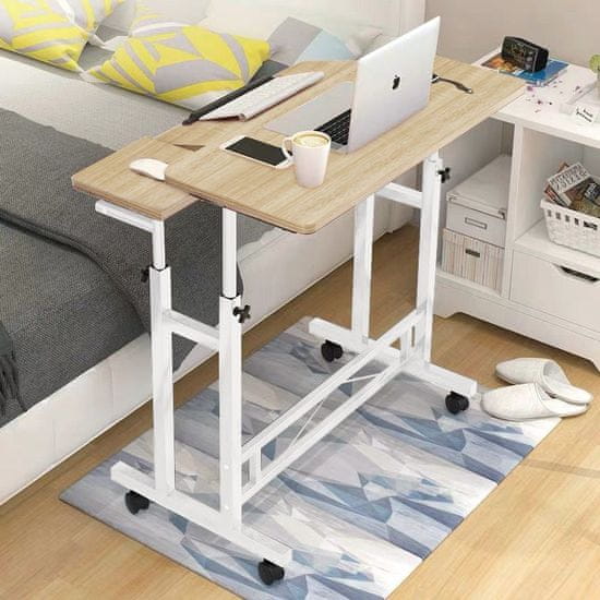 VerDesign COMPACT príručný PC stolík, biela/dub Sonoma