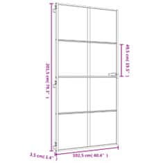 Vidaxl Vnútorné dvere tenké zlaté 102,5x201, 5cm tvrdené sklo a hliník