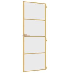 Vidaxl Vnútorné dvere tenké zlaté 76x201,5 cm tvrdené sklo a hliník