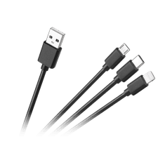 Cabletech Prepojovací kábel 3v1, USB A - micro/C/lightning 1,2m