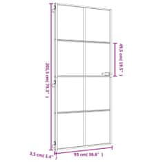 Vidaxl Vnútorné dvere tenké zlaté 93x201,5 cm tvrdené sklo a hliník