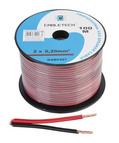 Cabletech KAB0387 CCA 0,20 mm čierno-červený reproduktorový kábel (100 m kotúč)