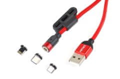 AMIO Magnetický USB kábel 3v1 do Lightning USB-C Micro USB 1 m uc-8 amio-02522