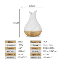 BOT BOT Aroma difuzér B5 DO - biele a svetlohnedé drevo 400 ml