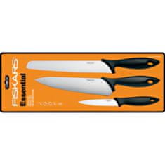 FISKARS Essential sada základní - nůž okrajovací, nůž kuchyňský, nůž na chléb a pečivo