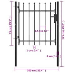 Vidaxl Plotová brána s hrotmi 100x75 cm