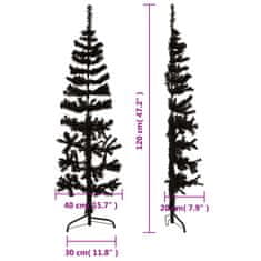 Vidaxl Umelý vianočný polovičný stromček s podstavcom čierny 120 cm