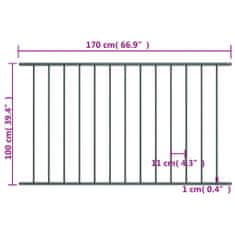 Vidaxl Plotový panel, práškovaná oceľ 1,7x1 m, antarcitový