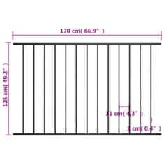 Vidaxl Plotový panel, práškovaná oceľ 1,7x1,25 m, čierny