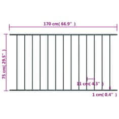 Vidaxl Plotový panel, práškovaná oceľ 1,7x0,75 m, antracitový