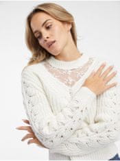 Orsay Krémový dámsky sveter s čipkou XS