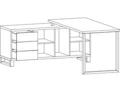 nabbi Rohový písací stôl Ovida 1D3DRWS - craft tobaco / matera