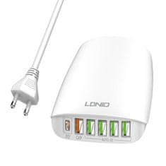 LDNIO Sieťová nabíjačka LDNIO A6573C EU 5USB, USB-C 65W + napájací kábel