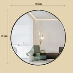 MUVU OKRÚHLE KÚPEĽŇOVÉ NÁSTENNÉ ZRKADLO ČIERNY RÁM PRIEMER 60 CM ŠTÝLOVÝ LOFT