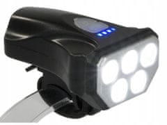 Verk  08328 Predné LED osvetlenie na bicykel, 5 diód, USB čierne
