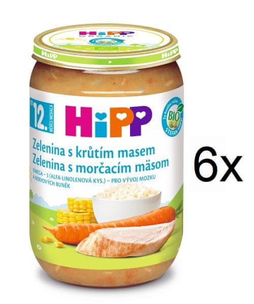 HiPP BIO Zelenina s morčacím mäsom - 6 x 220 g