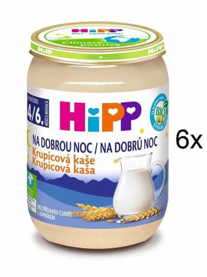 HiPP BIO na dobrú noc krupicová 6 x 190 g