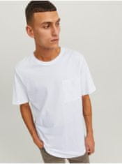 Jack&Jones Biele pánske tričko s vreckom Jack & Jones Noa XL