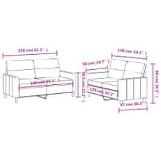 Petromila vidaXL 2-dielna sedacia súprava s vankúšmi krémová látka