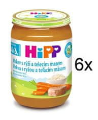 HiPP BIO Mrkva s ryžou a teľacím - 6 x 190g