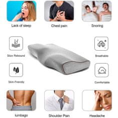 Netscroll Ergonomický anatomický vankúš z pamäťovej peny, 20% viac peny, 50*30cm, snímateľný hypoalergénny pratelný poťah, vynikajúca podpora krku, ramien a chrbta, kvalitný a hlboký spánok, MemoryPillow