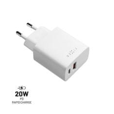 FIXED Nabíjačka sieťová s USB-C a USB výstupom, podpora PD a QC 3.0, 20W, biela