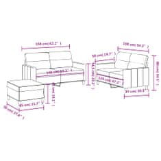 Petromila vidaXL 3-dielna sedacia súprava s vankúšmi bledosivá látka