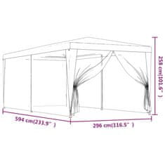 Vidaxl Párty stan so 6 sieťkovanými bočnými stenami modrý 3x6 m HDPE