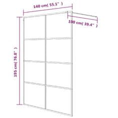 Vidaxl Sprchová zástena strieborná 140x195 cm priehľadné ESG sklo