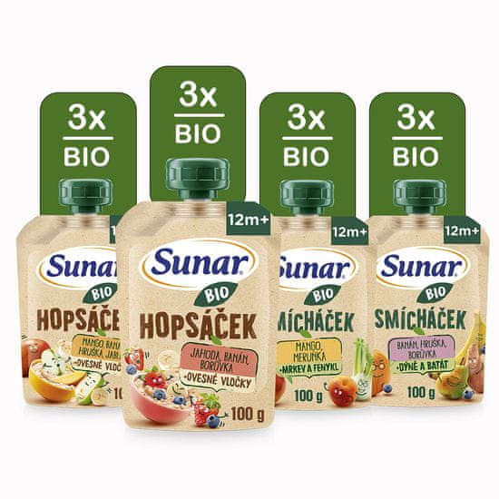 Sunar BIO vrecko mix príchutí Smícháček Hopsáčik 12x100 g