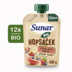 Sunar BIO ovocná kapsička Hopsáček jahoda, banán, čučoriedka a ovsené vločky 12x100 g