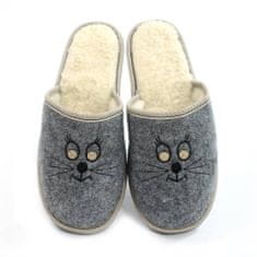 NOWO Dámske domáce papuče zateplené na zimu sivé papuče s mačičkami r. 39