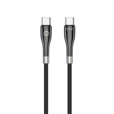 Forever Dátový kábel s LCD USB-C na USB-C 1m 100W DATUSBC100WFOBK, čierny