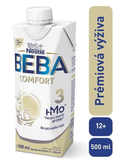 BEBA COMFORT 3 HM-O, Tekutá batoľacia mliečna výživa 12+, tetra pack, 500 ml