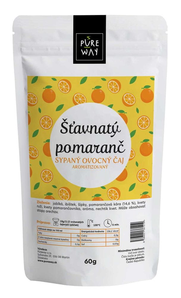 Pureway ŠŤAVNATÝ POMARANČ sypaný ovocný čaj, aromatizovaný - 60 g