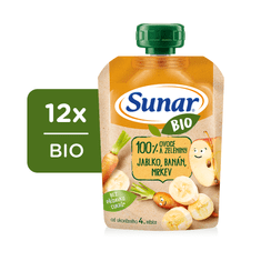 Sunar BIO ovocné vrecko jablko, banán, mrkva 12 x 100 g